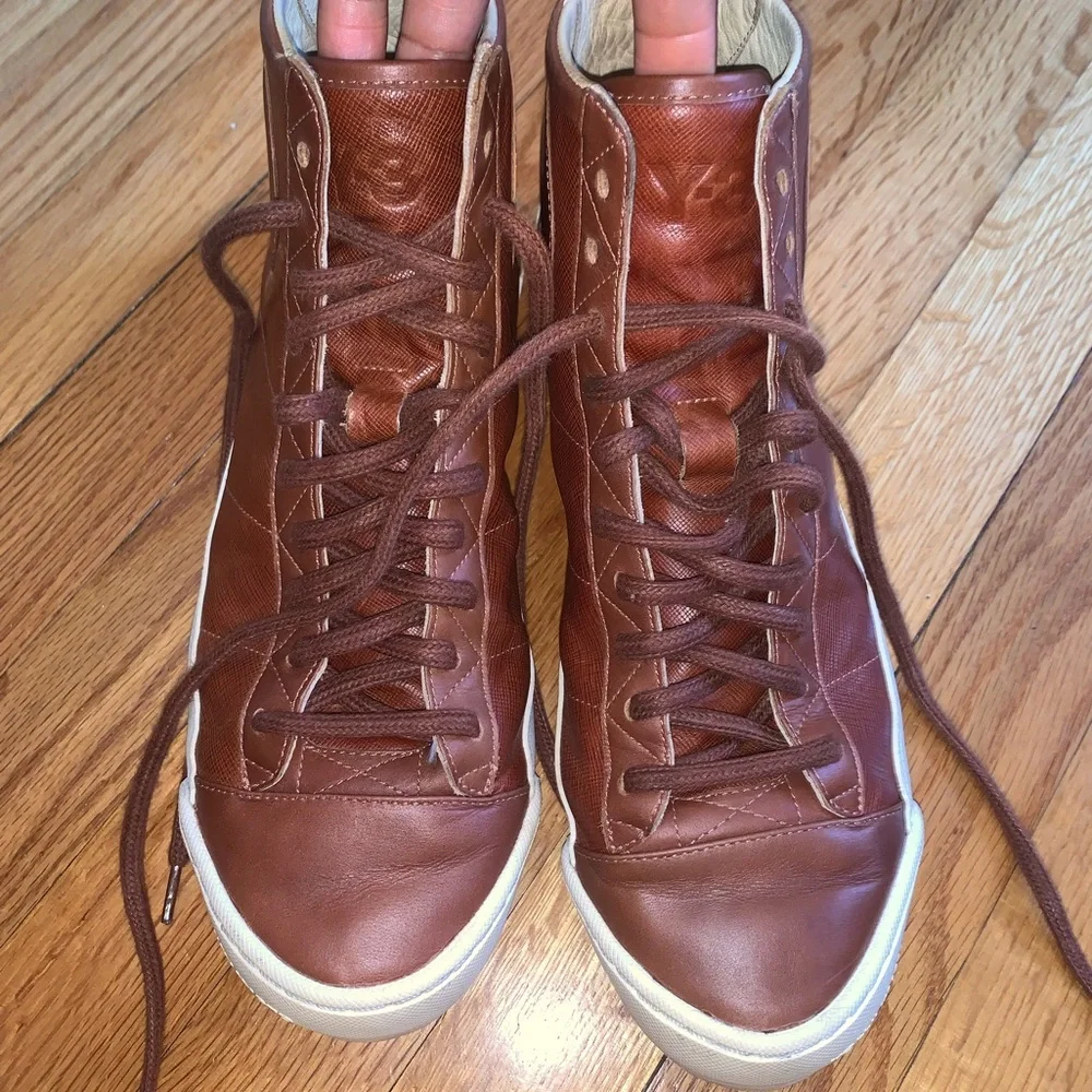 Y-3 Adidas Hejarklack Hi Top Leather Brown Sneaker Men’s 9